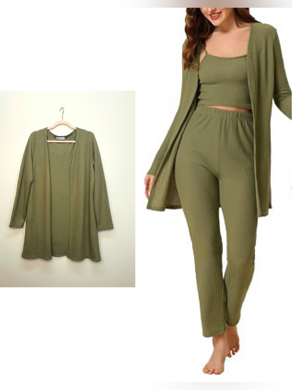 Relaxed Olive Green Open-Front Lounge Cardigan • NWT • 23" p2p, 33" length